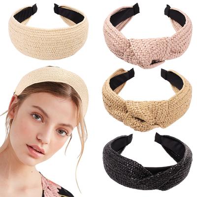 Fashion Straw Laffia Headband Hairpin Headband Simple Wide Edge Knot Headband
