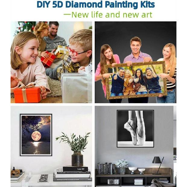 DIY 5D Diamond Art Painting Kits Black and White Abstract Kissing Couple Lover Full Drill Round Diamond Art Paint by Number Kits for Beginner Crystal
