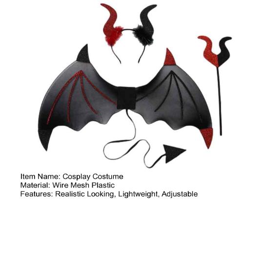 1 Set Teufelsflügel mit Haarband, realistisch aussehendes, ultraleichtes Halloween-Cosplay-Kostüm, Fotografie-Requisite