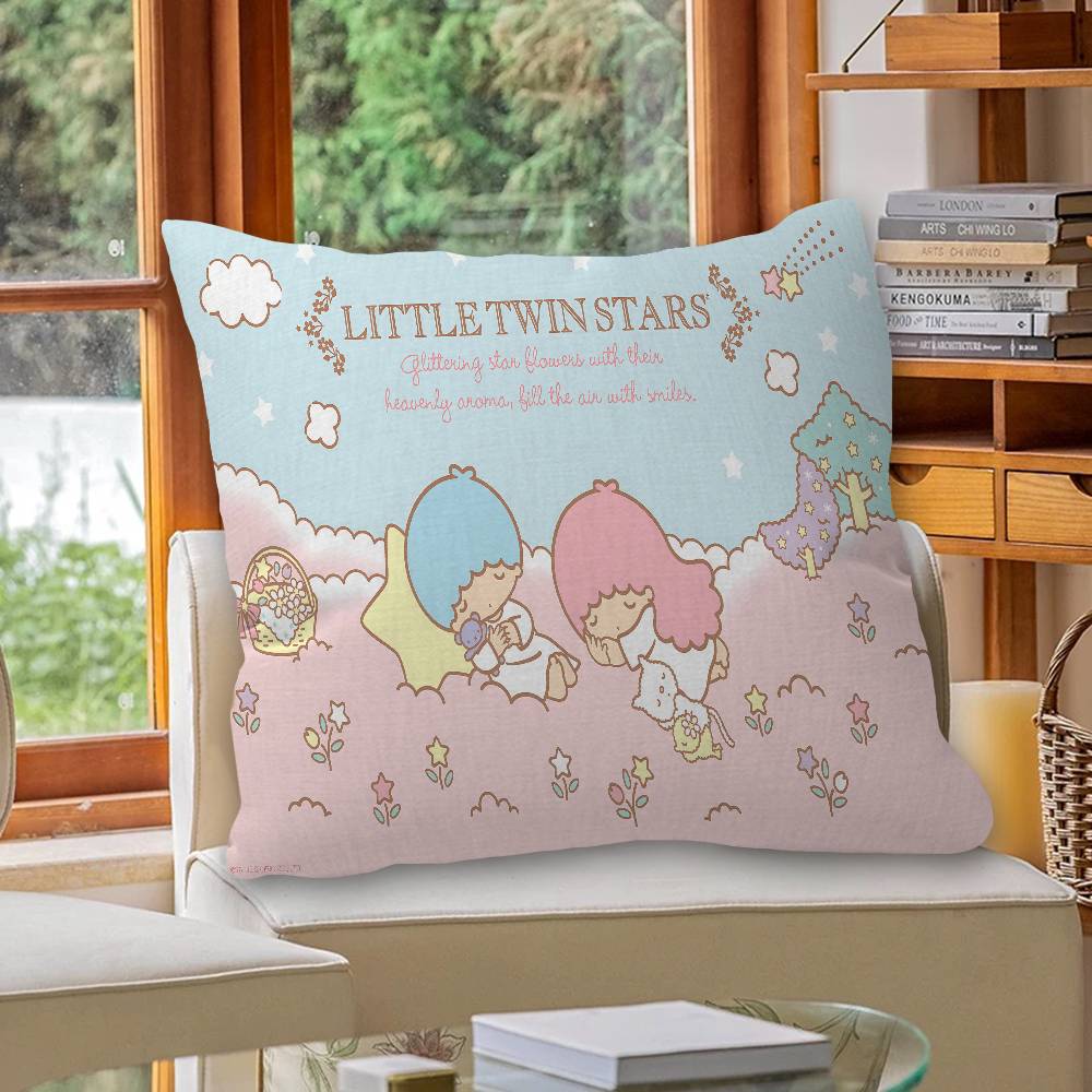 Cute L-Little T-Twin S-Stars Pillow Covers Cartoon Sofa Decorative Home Double-sided Printing Short Plush Cute Cushion Cover