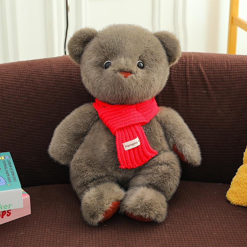 New Scarf Bear Plush Toy Cartoon Skin-friendly Hug Bear Companion Doll Doll Give Girls and Children Gifts