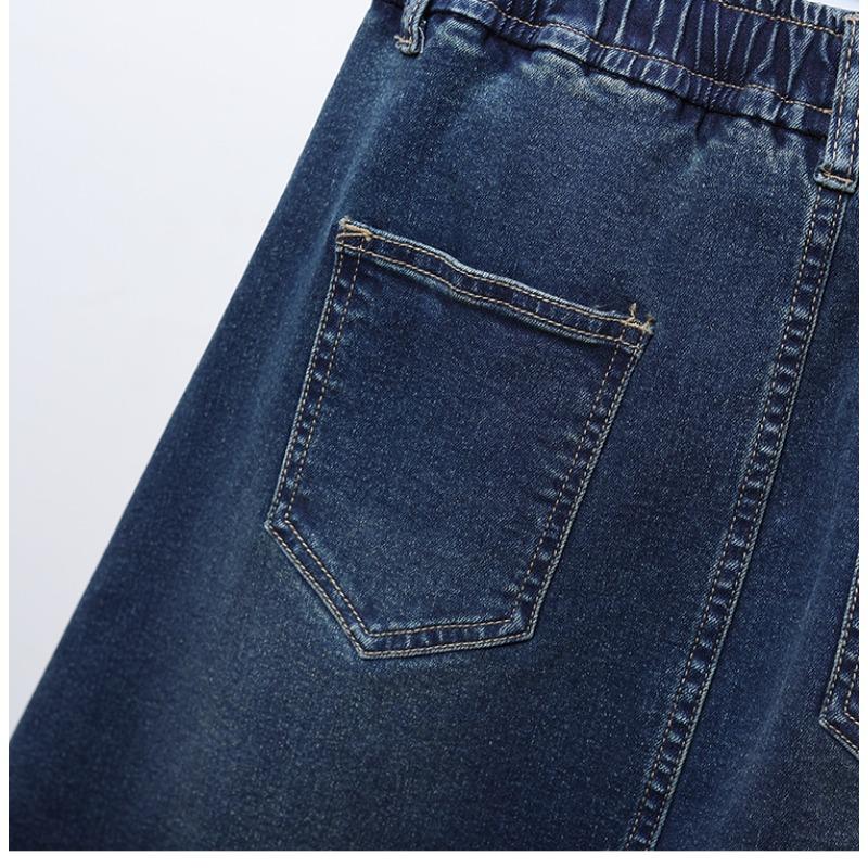 Dimanaf 2025 Plus Size Summer Elastic Denim Skirts Women Fashion Loose A-Line Skirt High Waist Vintage