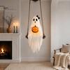 Holiday Home Atmosphere Enhancers Halloween Lighted Ghost Swing with Glowing Pumpkin, Hanging Spooky Decor Decorative Props for Festivals Porch Yard,