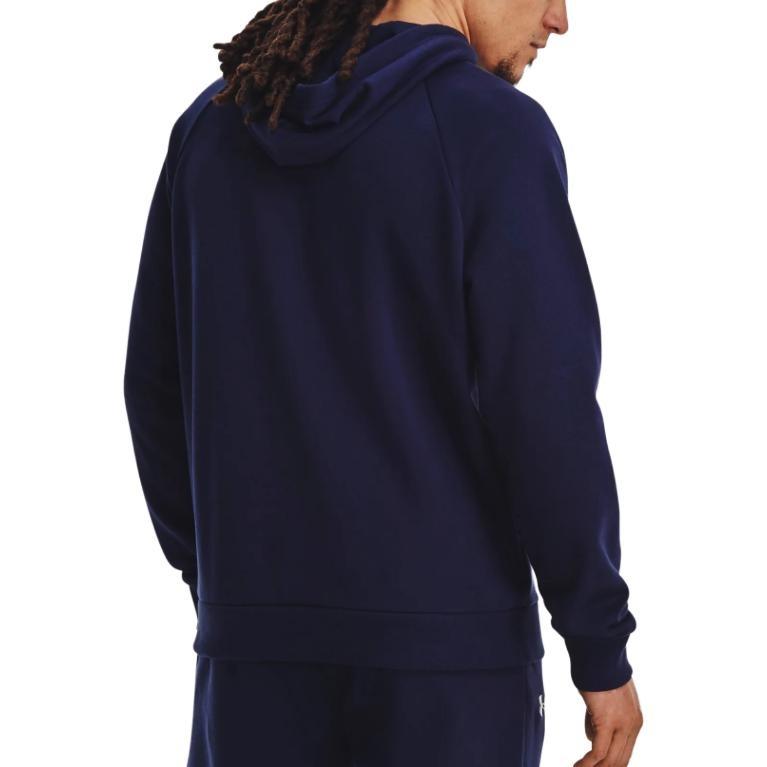 Under Armour Rival Fleece Sweatshirts Men's Navy Blue Hooded Moderate Regular Unisex 1379758-410