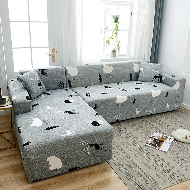 Leaves Elastic Corner Adjustable Sofa Cover 2 3 4 Seater Chaise Longue Sofa Decorative L Shape Protection Cover