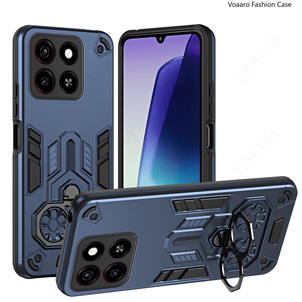 Dual Finger Ring Armor Cover for ZTE Blade A55 Case for ZTE Blade A35 Rotate Metal Bracket Kickstand Holder Case Shockproof Capa
