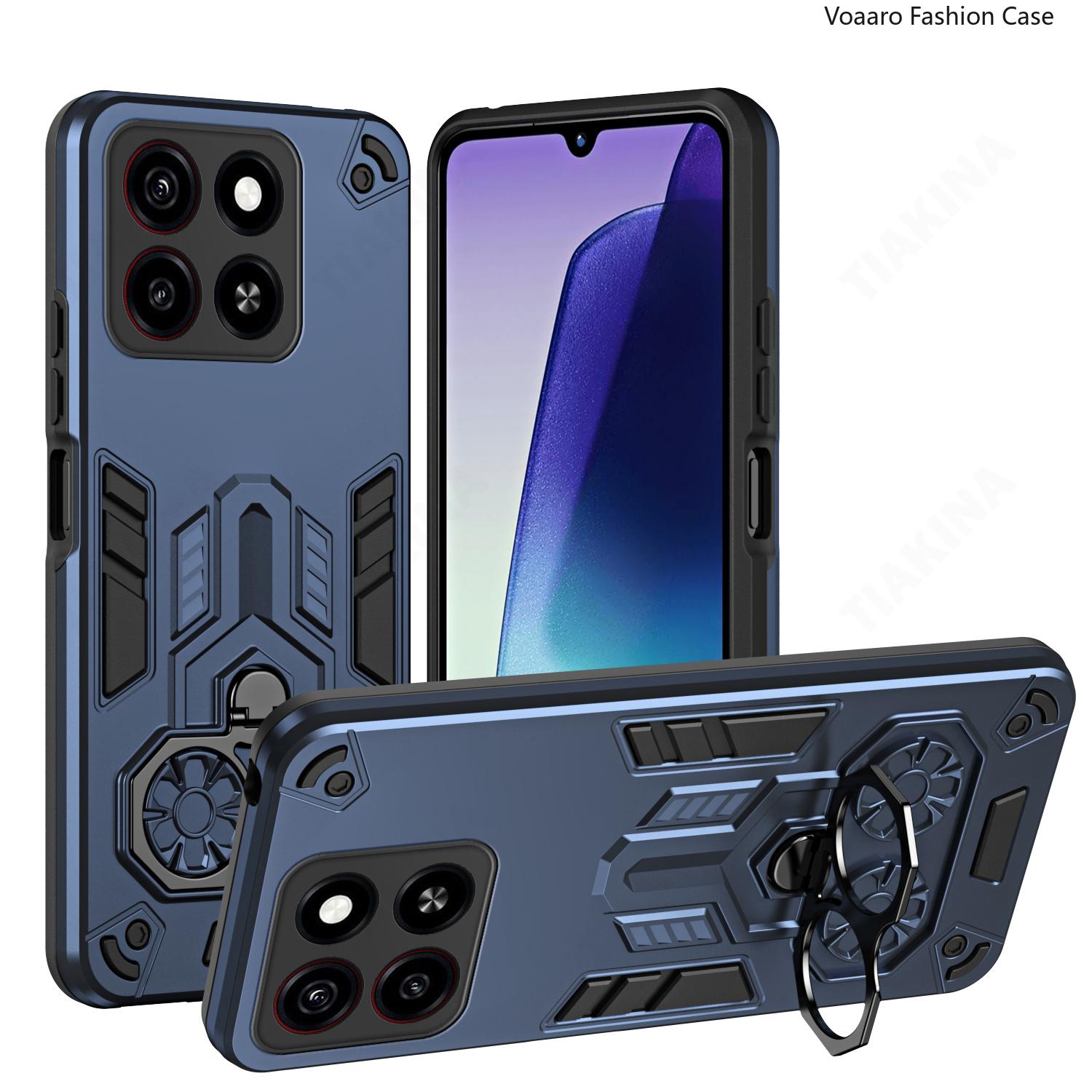 

Двойное кольцо-броня для пальца для ZTE Blade A55 Чехол для ZTE Blade A35 Вращающийся металлический кронштейн Подставка Держатель Чехол Противоударная Capa for ZTE Blade A35 синий