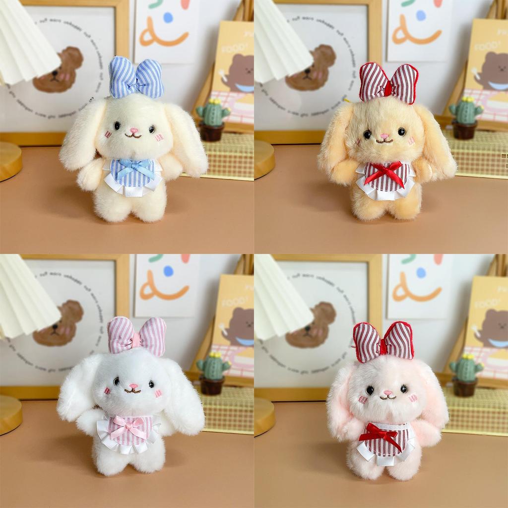 Plush Dog Keychain With Pink Butterfly Bow For Bags And Collectibles