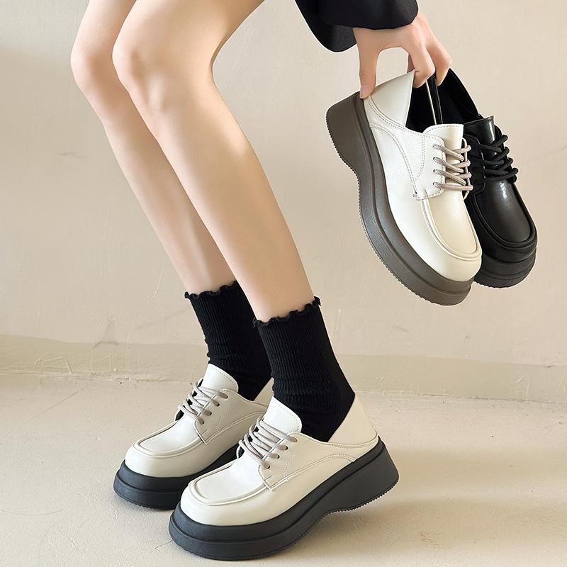 White Platform College British Style Small Leather Shoes Women's Spring and Autumn Loafers 2025 New Versatile Explosive Single Shoes