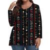 Women's Fashionable Casual Long Sleeved Plus Size  Print Top Plus Size Floral Print Top