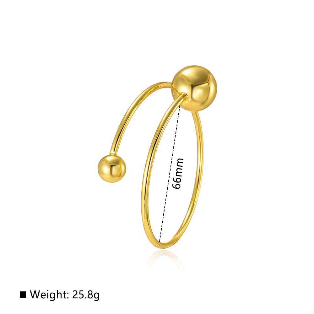 18K Gold-Plated Double-Layer Hollow Bead Open Bangle Bracelet