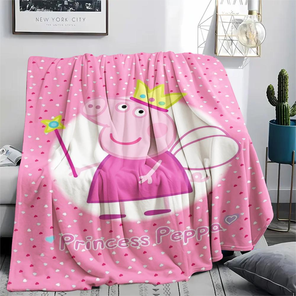 1Pc Pink Pig Cartoon Print Flannel Blanket, High quality Comfortable for All Seasons, Home Decor, Warmth and Comfort, Perfect for Gifts