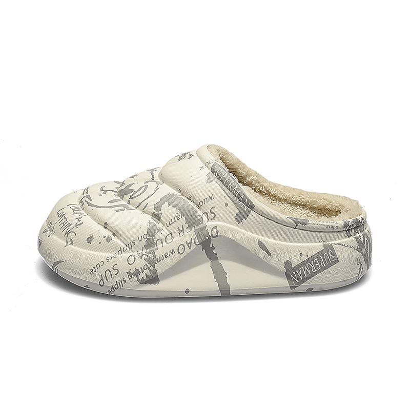 Fashion Home Slippers Plus Cotton Non-slip Waterproof Outdoor Eva Slipper Easy To Clean Popular Fashion Winter Keep Warm Male Footwear