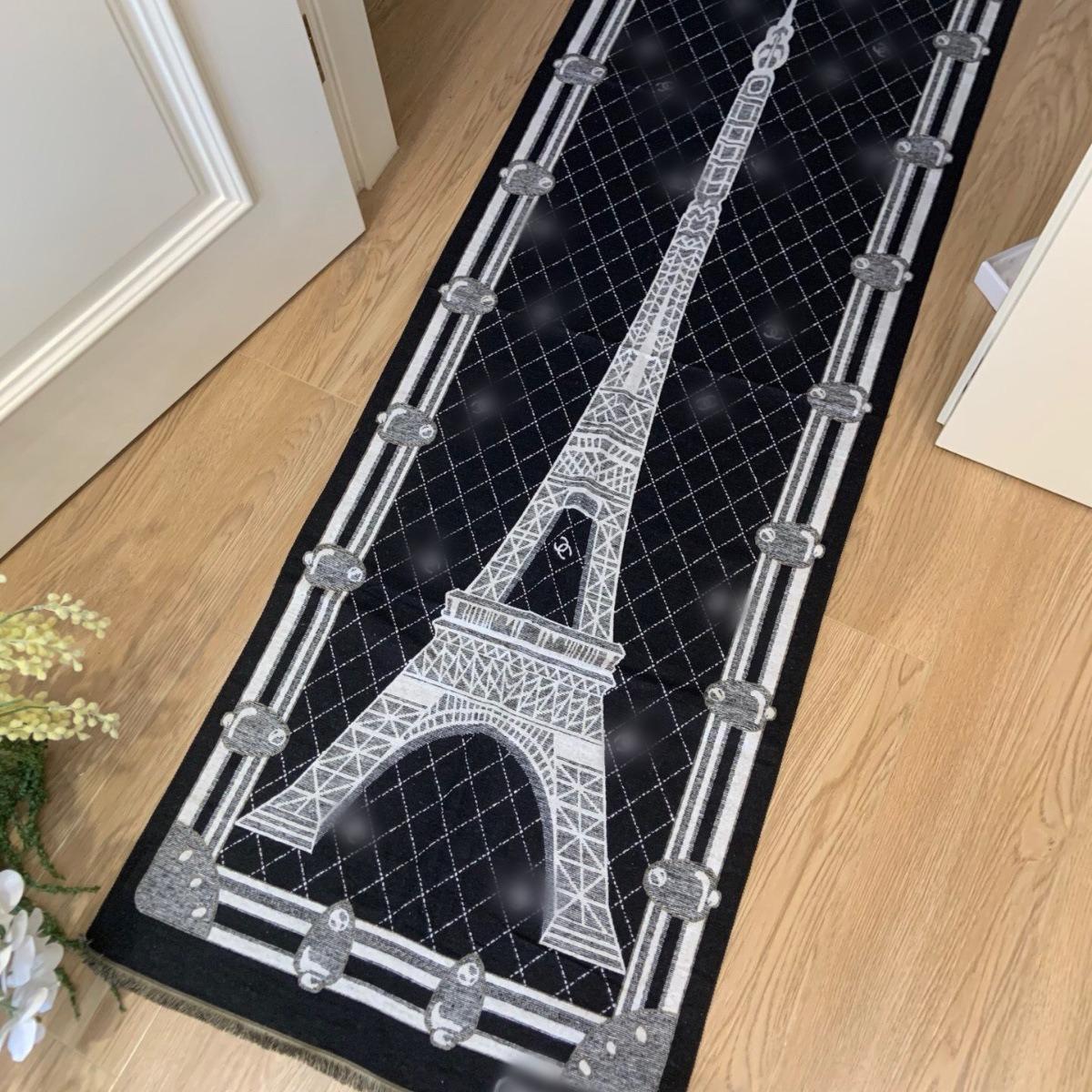 Eiffel Tower Velvet Shawl: Double-Sided Autumn/Winter Scarf