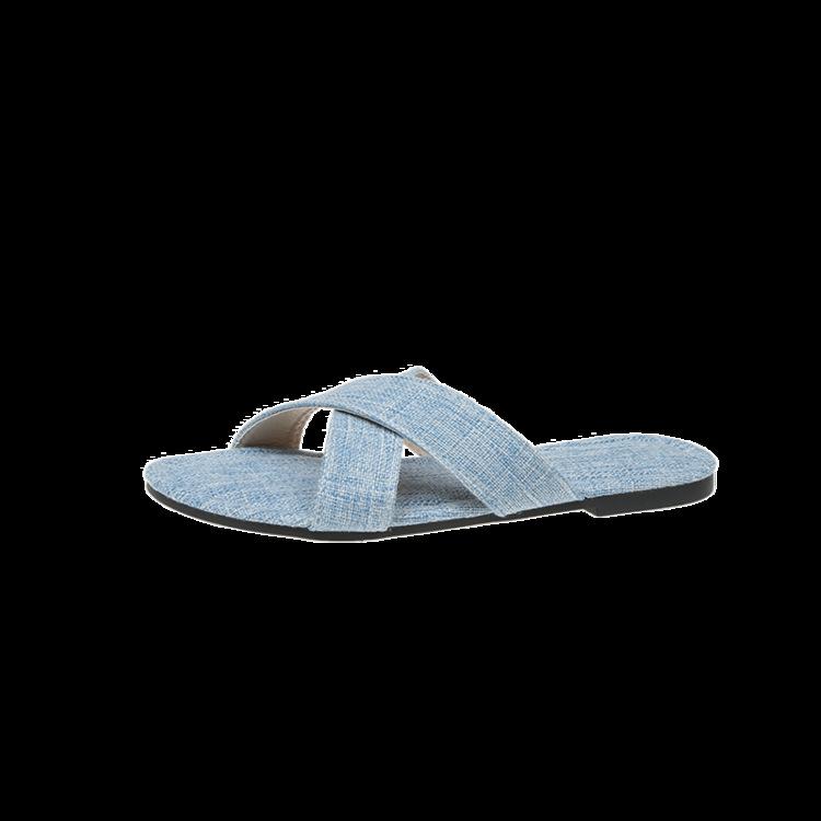 European and American Foreign Trade Spring and Summer Large Size Women's Slippers Fashionable and Comfortable Flat Heel One-word Cool Slippers Women