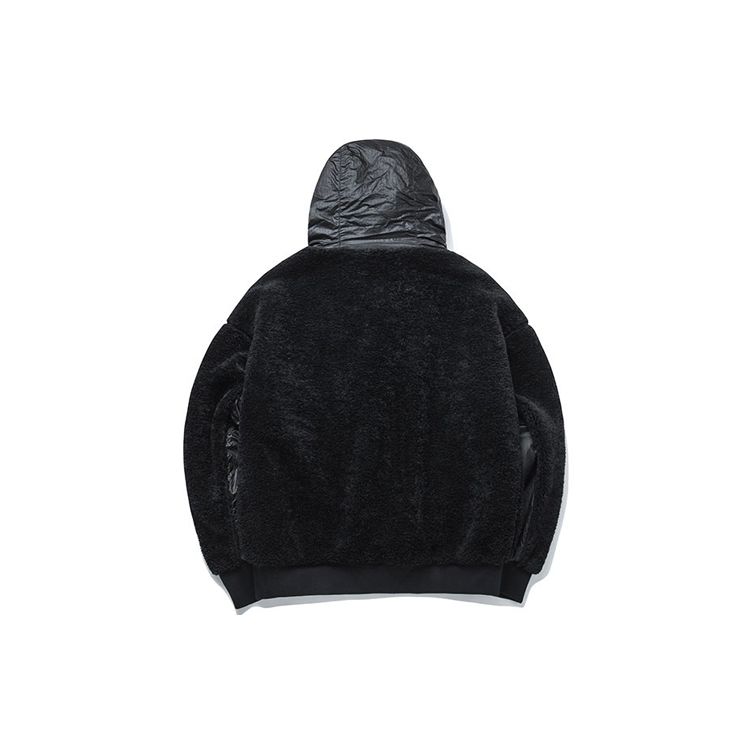 Anta Black Unisex Fleece-Spliced Hooded Warm Jacket 152148738-3