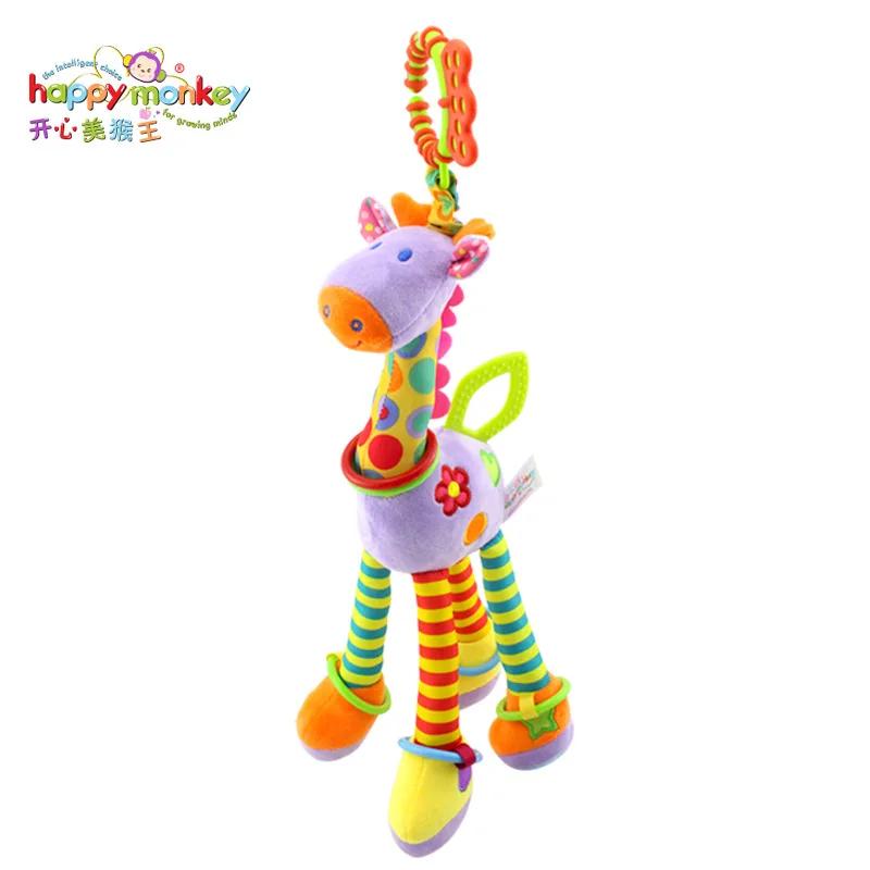 Soft Giraffe Handbells Rattles Plush Baby Toy with Teether for Newborn Infant Development Handle Toys