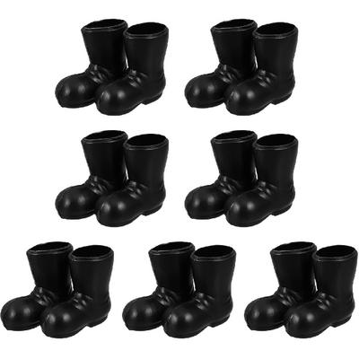 Vaguelly 7pairs Mini Santa Claus Shoes Model Decorative Dollhouse Accessories Realistic Christmas Boots for Mini Decoration for Craft Displays