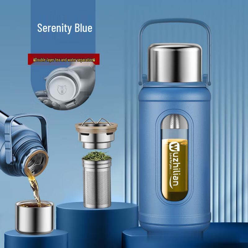 Changqi Men s Outdoor Anti-Drop Double-Layer High Borosilicate Glass Tea Water Bottle