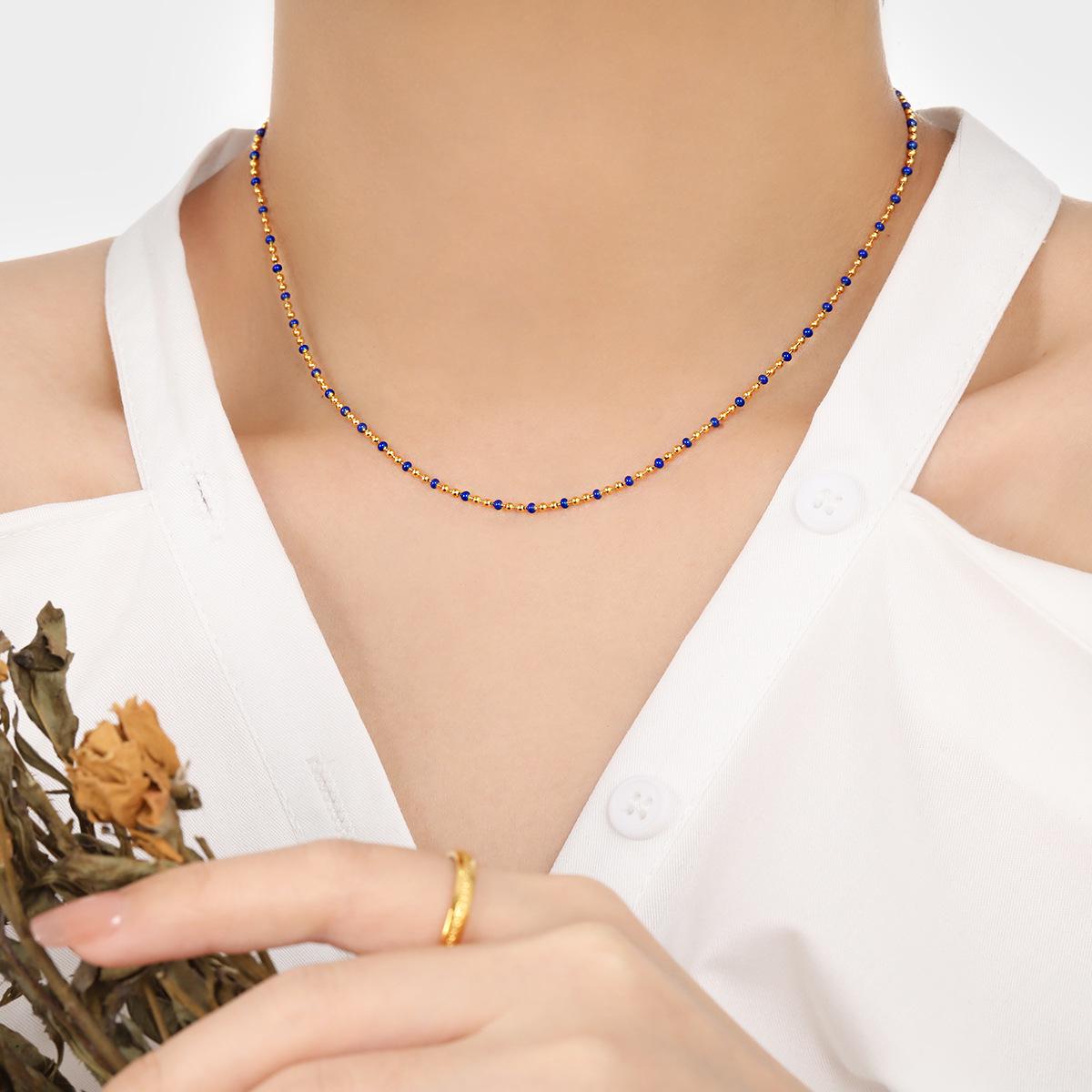 

Colorful Retro Bohemian Beaded Necklace: Women s High-End Titanium Steel Clavicle Chain