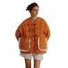 Womens 2026 Winter Floral Print Loose Cotton Padded Jacket Sweet Style Mid-Length Coat