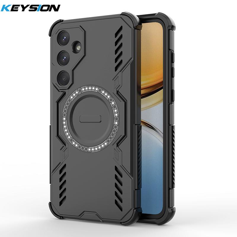 KEYSION Hollow Heat Dissipation Case for Samsung A55 5G Silicone+PC Magnetic Cooling Shockproof Phone Cover for Galaxy A55 5G