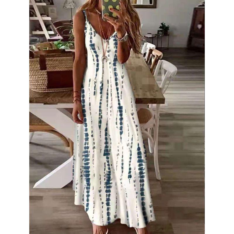 

Tie Dyed Printed Long Skirt with Large Hem Women s Tie-Dyed Print Large Swing Dress GRAY XL(XL)