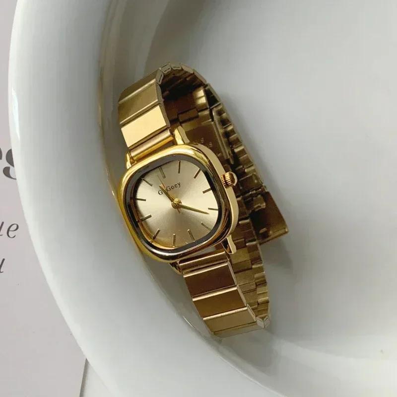 Luxury Ladies Quartz Watch 2025 Fashion Simple Gold Women Stainless Steel Wristwatch Elegant Clock Gift Montre Femme