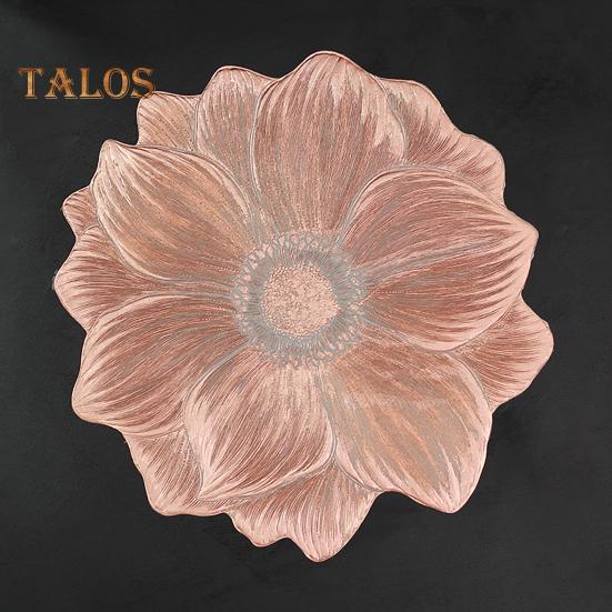 PVC Placemats for Dining Pressed Vinyl Metallic Flower Table Mats 15 Inch Round Tablemats Vinyl Place Mats for Kitchen Table Holiday Wedding