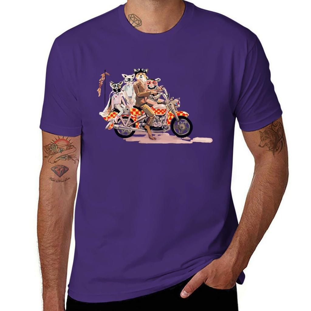 Schönes Andenken fantastische Mr. Fuchs Familie auf einem Motorrad Großartig Für Musikfan T-Shirt Anime Übergröße Oberteile schlichte T-Shirts Herren
