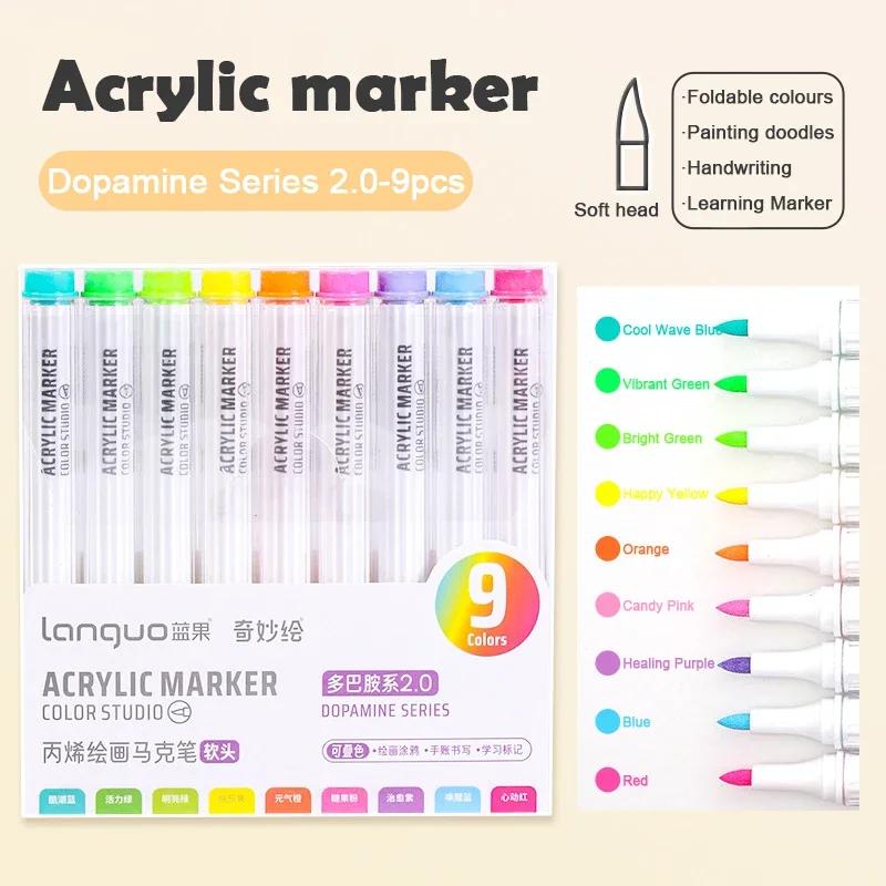 Acrylic Paint Marker Set Languo 144 Colors Art Markers Painting Drawing Pen Graffiti for Stone Disc Card Shoe Glass Art Supplies