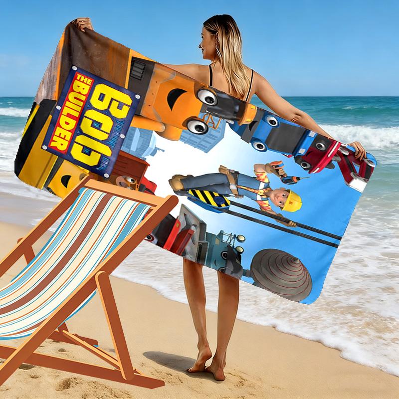 Bob der Baumeister Print Strandtuch, Großes Weiches Schnelltrocknendes Handtuch für Strand Camping Schwimmen