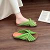Spring and summer woven fish mouth retro open-toed flat-bottomed slippers dopamine-colored lazy dragging bread Birkencool slippers women
