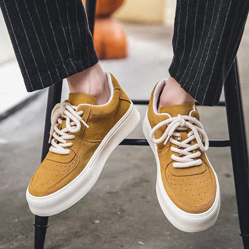 

2975 board shoes men s spring new casual sports versatile men s leather shoes classic retro fashion trendy shoes 44 жёлтый