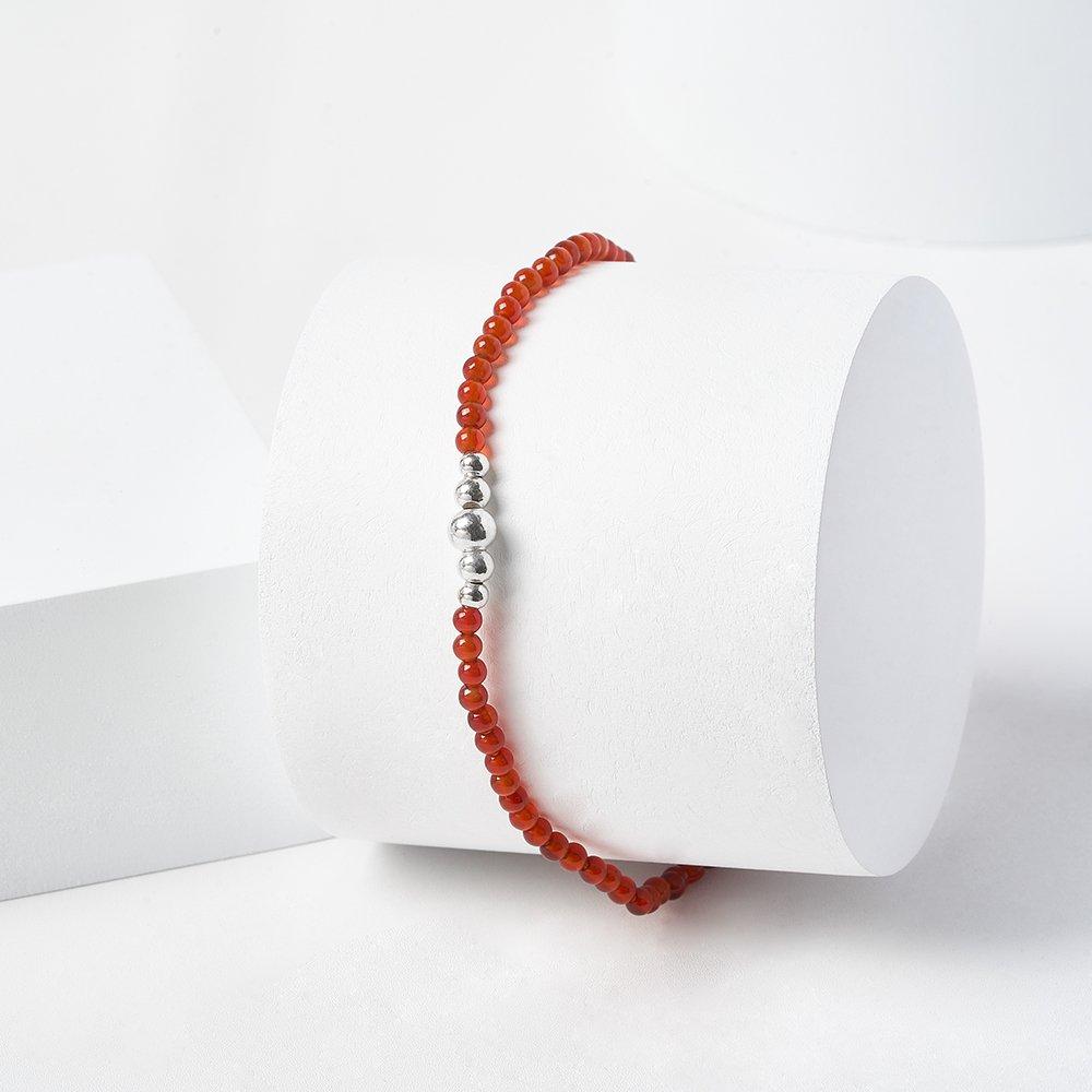 Silver925 Red Ball Onyx Gemstone Bracelet