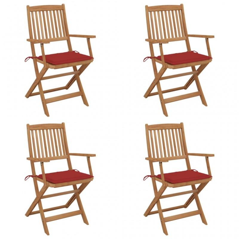 Day and Night - Day and Night Folding Garden Chairs 4 Units and Cushions Solid Acacia Wood