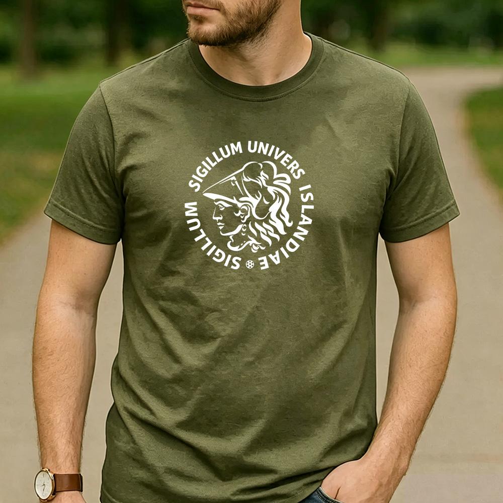 Isla University Latin Goddess Seal Graphic T Shirt Unisex Crew Neck Short Sleeve Vintage Fan Holiday Gift Top