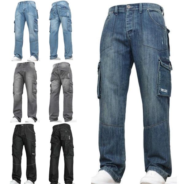 

Мужская мода Джинсы Прямые Джинсы Повседневные Многокарманные Грузовые Джинсы