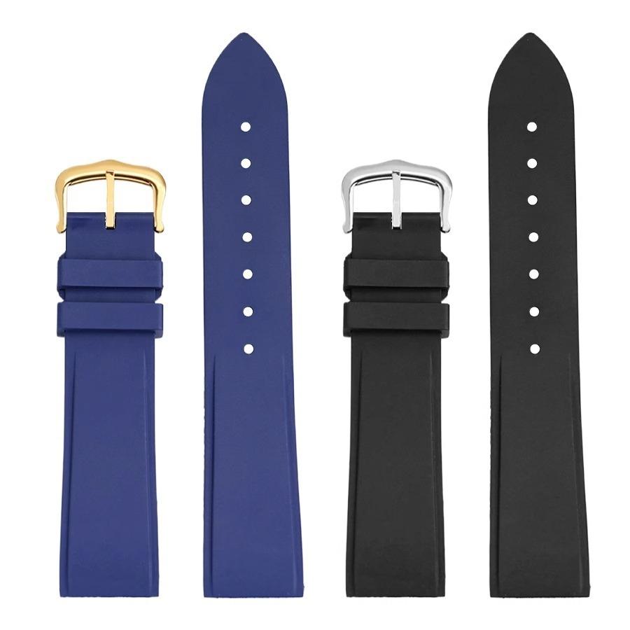 For Cartier Santos Dumont Female WSSA0032 Fluororubber Strap Pin Buckle Small and Medium Size FKM Rubber Watchband 15mm 17.5mm