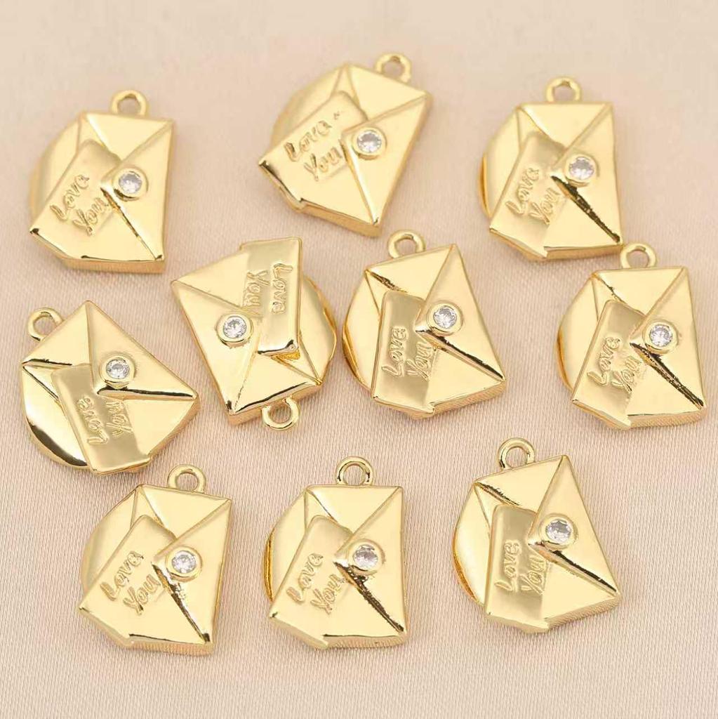 Liangfei European & American 18K Gold-Plated Envelope Love Letter Pendant - Handmade Creative Couple Jewelry Accessory