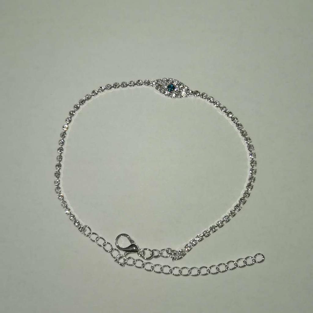 Accessories Rhinestone Anklet, Flash Diamond Blue Glasses Anklet, Summer Beach Simple Anklet Geometric Anklet