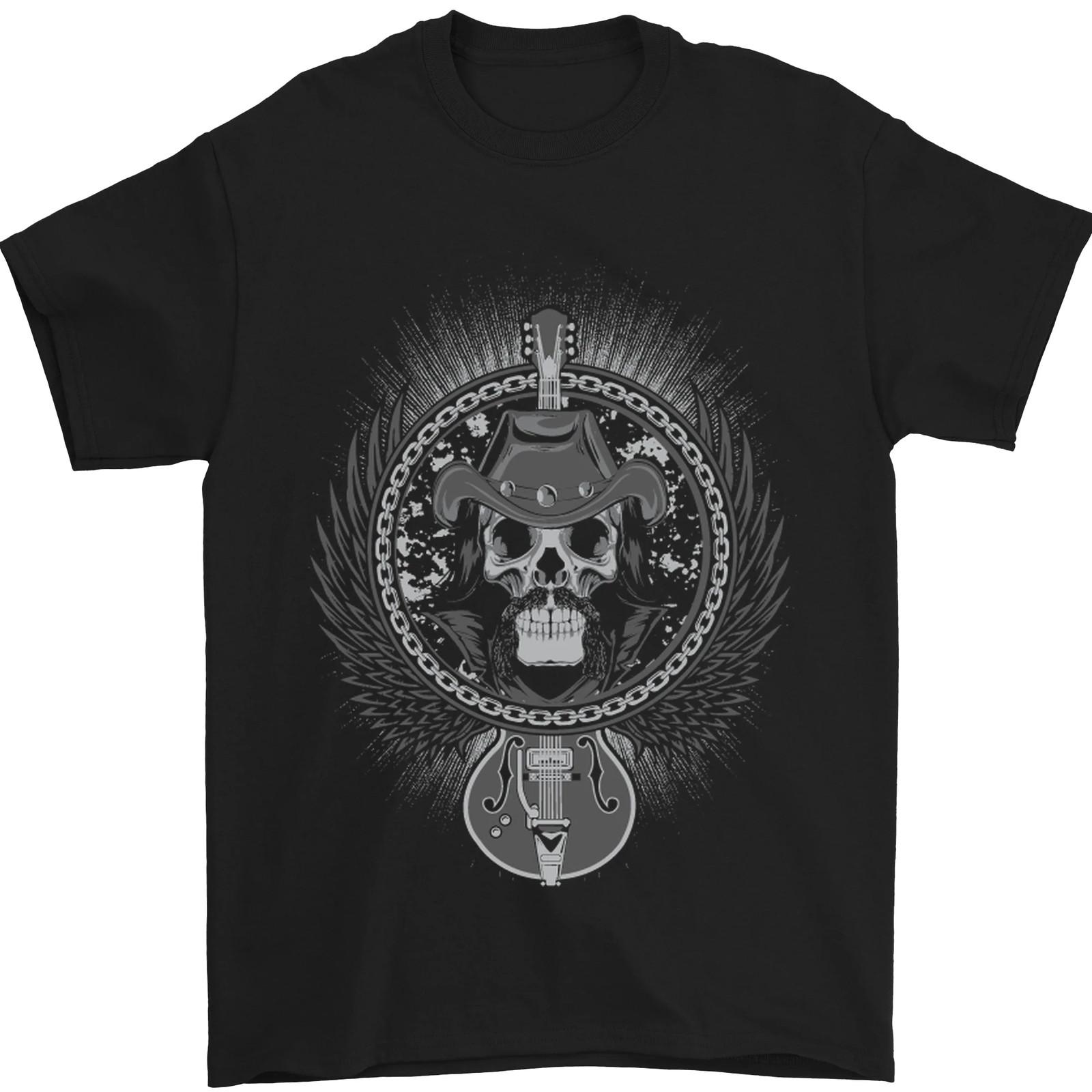 Cowboy Rock Skull Guitar Country Music Mens T-Shirt 100% Cotton S разноцветный
