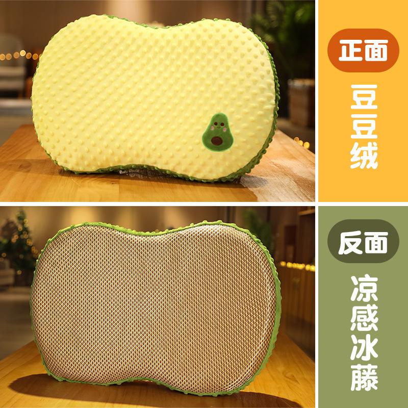 Soft Doudou Velvet Belly Pillow Memory Cotton Sleeping Decompression Pillow Bed Adult Stress Relief Assisted Sleeping Pillow Leather Shell