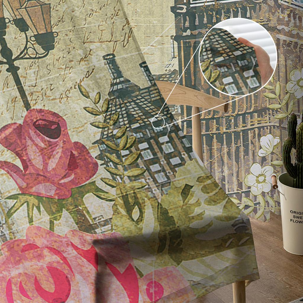 Old London England Poster Art Clock Tower Car Tulle Sheer Window Curtains for Living Room Bedroom Voile Organza Curtains Drapes
