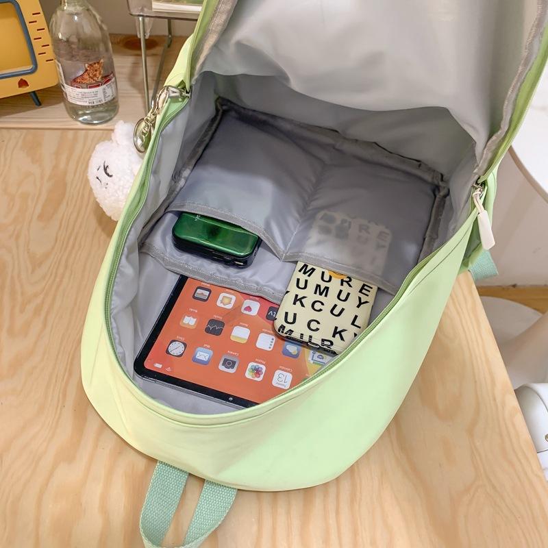 Schoolbag Female Students High School Students Solid Color Backpack