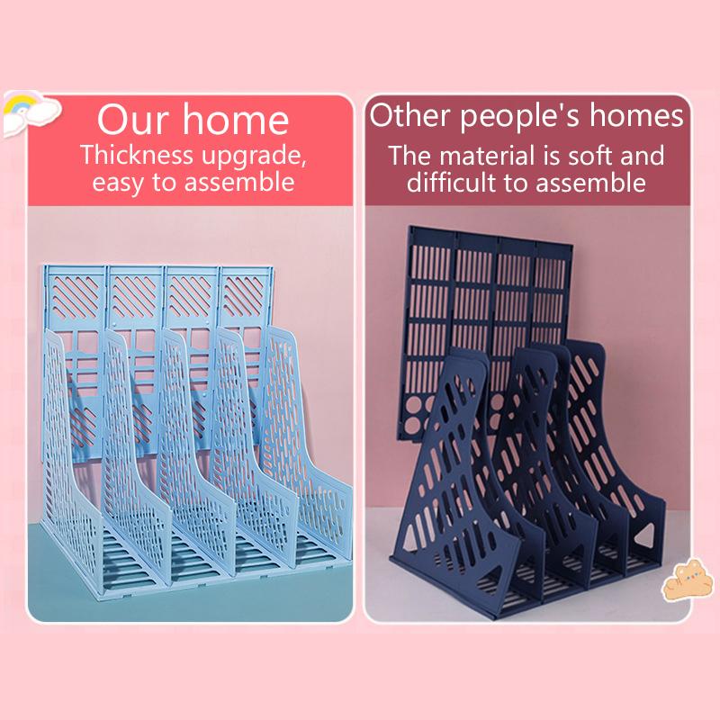 Büyük Kapasiteli Klasör Saklama Kutusu Dosya Rafı Kalemlikli Masaüstü Çok Katmanlı Raf Ofis Düzenleyici Dosya Rafı Ev Kitaplığı