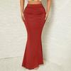 Fishtail Skirt High Waist Ruched Women Skirt Solid Color Design Slimming Effect Long Skirt Commuting Streetwear