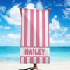 Custom Pink White Striped Beach Towel Personalized Name Hailey Microfiber Bath Towels Soft Quick Dry Swimming Pool All Season