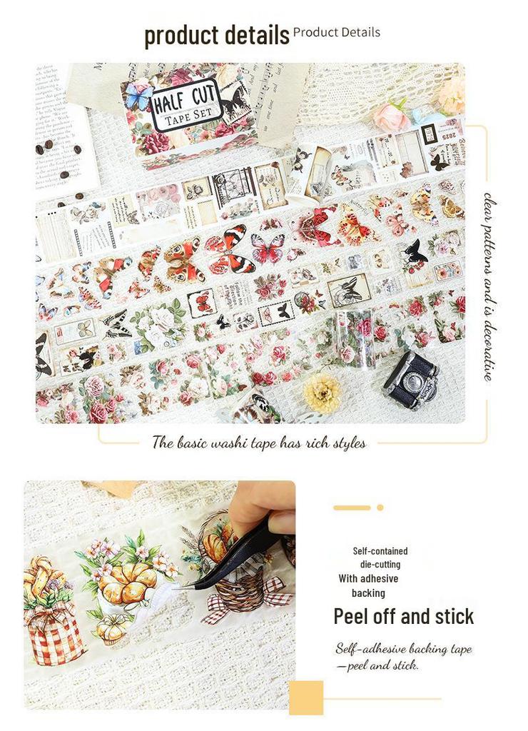 Die-cut PET Washi Tape Set: Coffee Theme, European & American Style for Journaling & Decoration