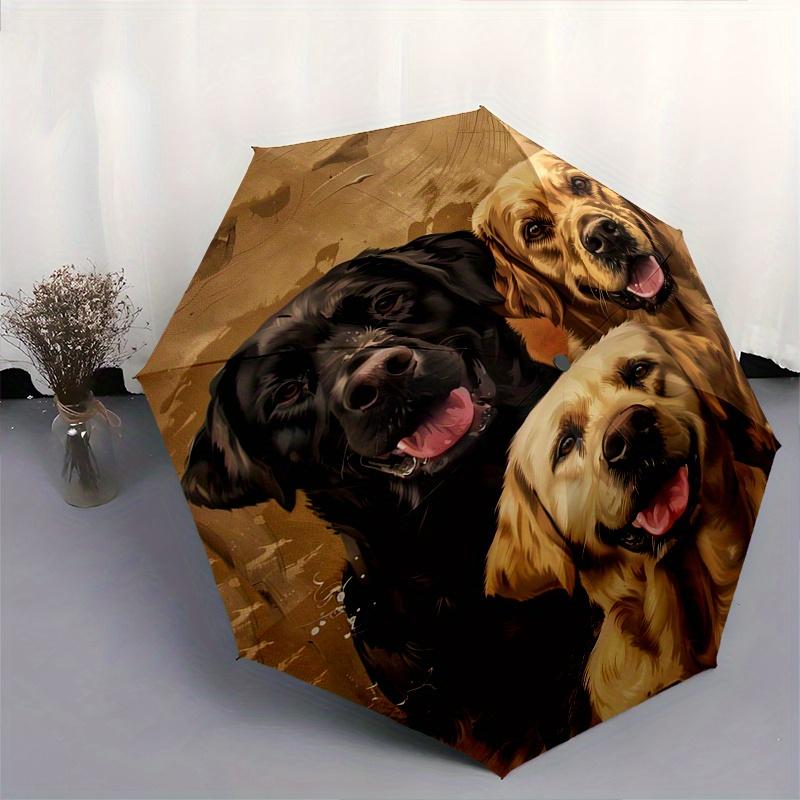 Dogs, Portrait Theme 8 Bone Hand Automatic Folding Fashion umbrella, Compact and Portable Design, A Perfect Gift for Birthday, Christmas or